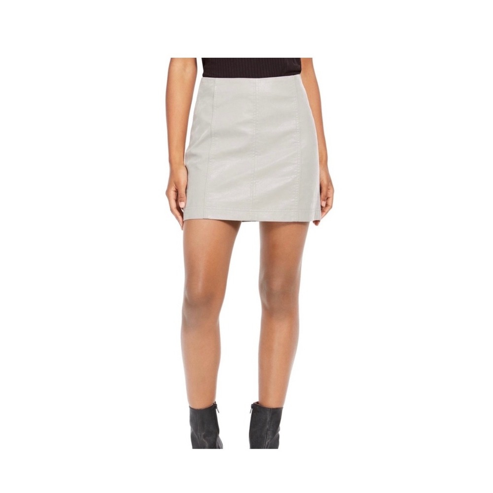 Free People Vegan Leather Mini Skirt Size 6 Hemp Gray High Rise
